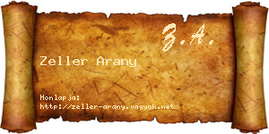 Zeller Arany névjegykártya